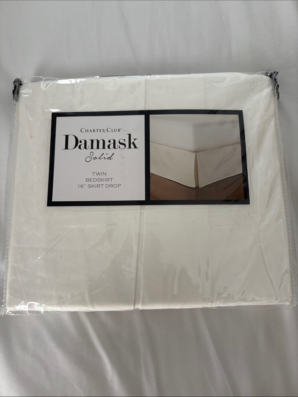 Charter Club Damask Solid Twin Bedskirt - White